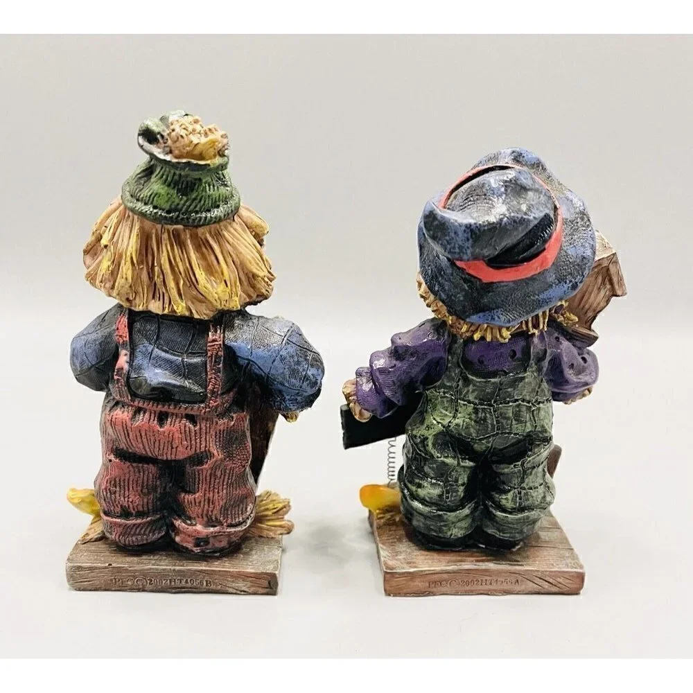 Set Of 2 Scarecrow Figurines 6” Fall Decor Halloween Birdhouse Jubilee Giftware